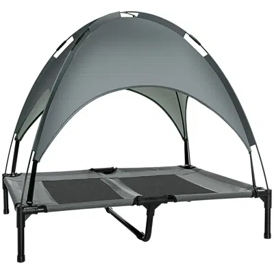 Breebe 36 Inch Outdoor Dog Cot With Canopy For Camping And Travel In Grey