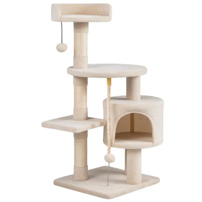 Breebe 36 Inch Tall Kitten Tower With Condo And Plush Perch In Sand
