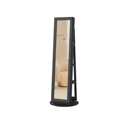 Breebe 360° Swivel Jewelry Cabinet, Lockable Jewelry Organizer With Full-length Mirror