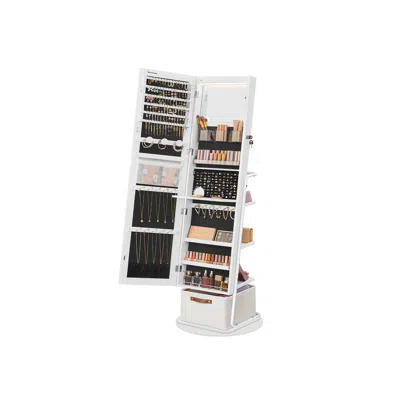 Breebe 360° Swivel Mirrored Jewelry Cabinet With Lights - Cloud White