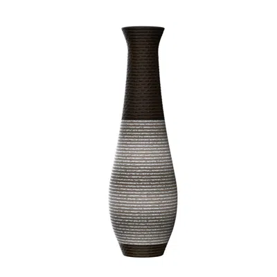 Breebe 39 Inch Tall Rattan Designer Floor Vase Dark Brown Two Tone Home Decor Accent In Black