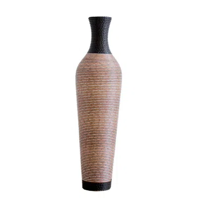 Breebe 39.4 Inch Tall Handcrafted Pvc Floor Vase Brown Black Textured Boho Home Decor In Multi
