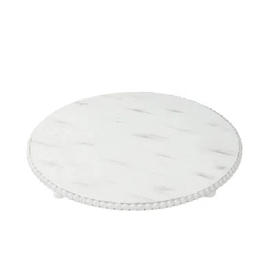 Breebe 3-pack 13" Rustic Wooden Charger Plates - Antique White Beaded Risers For Centerpieces, Cakes