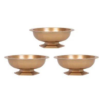 Breebe 3-pack Plastic Footed Compote Bowl Flower Vases Roman Style Gold - Round Decorative Pedestal Table C