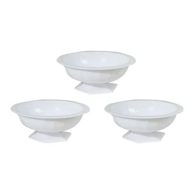 Breebe 3-pack Plastic Footed Compote Bowl Flower Vases Roman Style White - Round Decorative Pedestal Table 