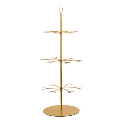 Breebe 3-tier Champagne Glass Holder Tower Gold - Modern Metal Flute Display Rack Cocktail Tree Stand For P