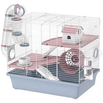 Breebe 3-tier Hamster Cage With Wheel, Tubes, Ramp & Accessories In Blue