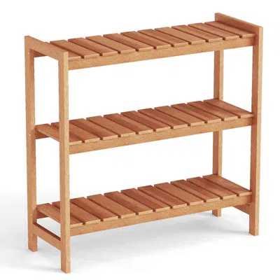 Breebe 3-tier Solid Wood Plant Stand With Slatted Shelves In Brown