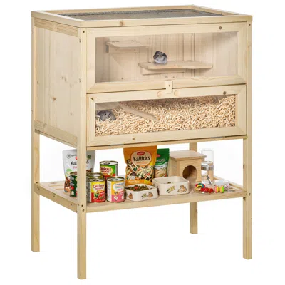 Breebe 3-tier Wooden Hamster Cage For Mice, Rats And Small Animals With Shelf In Multi