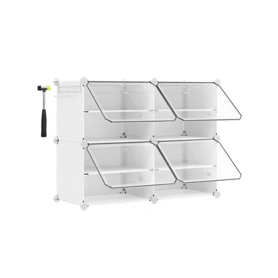 Breebe 4-cube Plastic Shoe Rack With Doors Cloud White