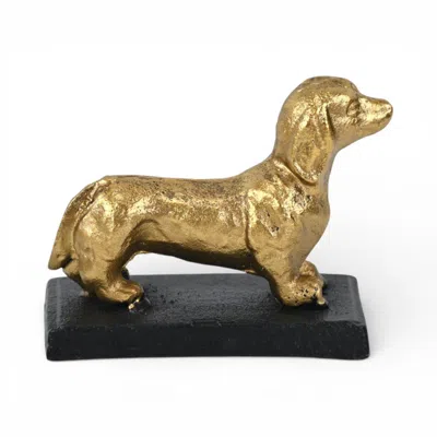 Breebe 4" Gold Cast Iron Dog Hand Painted Figurine