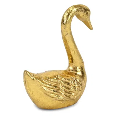 Breebe 4" Gold Cast Iron Swan Hand Painted Figurine