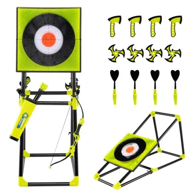 Breebe 4 In 1 Throwing Target Set Kids Throwing Game With Bristle Target In Green