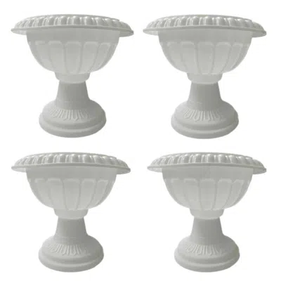 Breebe 4 Pack 11" Off White Crafted All Weather Roman Inspired Pedestal Column Flower Plant Stand Pot - Pvc