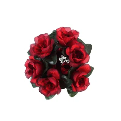 Breebe 4 Pack 3" Black Red Artificial Silk Rose Flower Candle Ring Wreaths