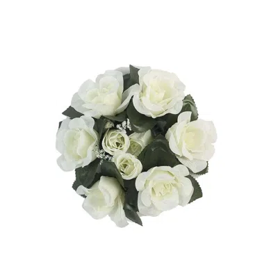 Breebe 4 Pack 3" Ivory Artificial Silk Rose Flower Candle Ring Wreaths In White