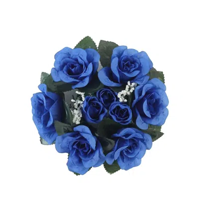 Breebe 4 Pack 3" Royal Blue Artificial Silk Rose Flower Candle Ring Wreaths