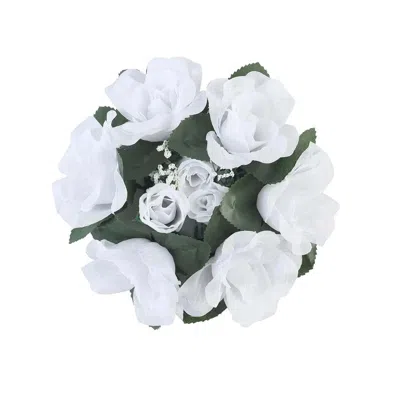 Breebe 4 Pack 3" White Artificial Silk Rose Flower Candle Ring Wreaths