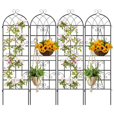 Breebe 4 Pack 71" X 20" Metal Garden Trellis For Outdoor Climbing Plants In Black