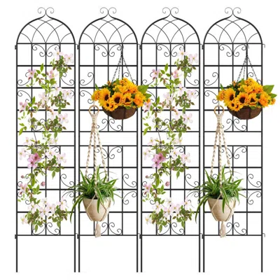 Breebe 4 Pack 86" X 20" Metal Garden Trellis For Outdoor Climbing Plants In Black