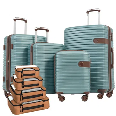 Breebe 4 Piece Luggage Set Suitcase Set, Abs Hard Shell Lightweight Expandable Travel Luggage With 4 Packin In Green