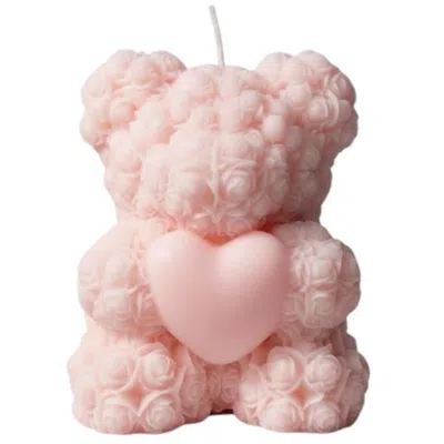 Breebe 4" Pink Rose Petals Scented Dimensional Teddy Bear Candle