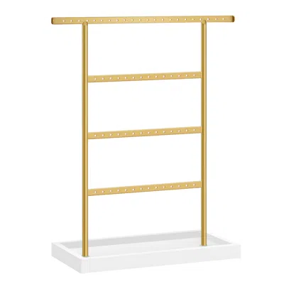 Breebe 4-tier Earring Holder Organizer Stand White And Gold In Brown