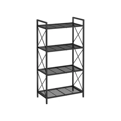 Breebe 4-tier Metal Storage Rack With X Side Frames Pattern - Ink Black