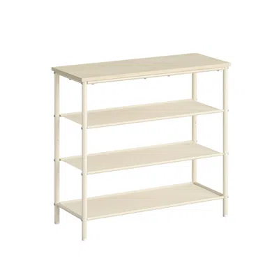 Breebe 4 Tier Shoe Storage Rack For 9-12 Pairs Of Shoes - Natural Beige + Pearl White In Neutral