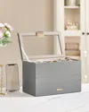 Breebe 4-tier Stackable Jewelry Trays With Glass Lid - Dove Gray In Gray