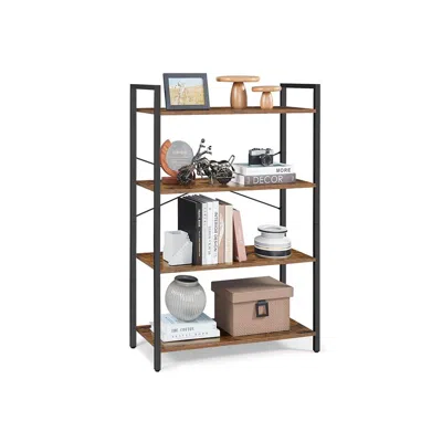 Breebe 4-tier Tall Bookshelf Honey Brown+black