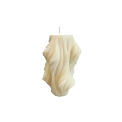 Breebe 4" White Unscented Dimensional Twist Candle In Brown