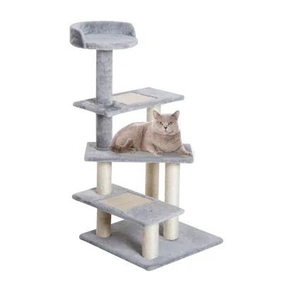 Breebe 40 Inch 5-level Revolving Cat Tree Scratcher Climbing Tower With Play Center In Green
