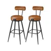 Breebe 40.5" Tall Swivel Bar Stools With Backs, Caramel Brown