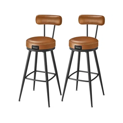Breebe 40.5" Tall Swivel Bar Stools With Backs, Caramel Brown