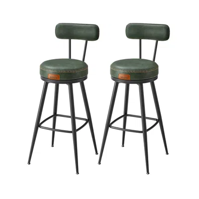 BREEBE 40.5" TALL SWIVEL BAR STOOLS WITH BACKS, FOREST GREEN