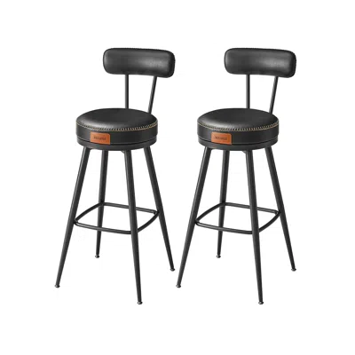 Breebe 40.5" Tall Swivel Bar Stools With Backs, Ink Black