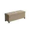 BREEBE 43" WIDE SMALL STORAGE OTTOMAN WITH LEGS CAMEL BROWN