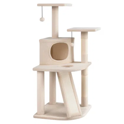 Breebe 44 Inch Tall Kitten Tower With Condo And 2 Plush Perches In Neutral