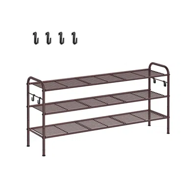 Breebe 44.9" Wide 3-tier Metal Shoe Rack Chestnut Brown