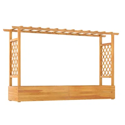 Breebe 45 Inch Wooden Raised Garden Bed With Lattice Trellis For Outdoor In Brown