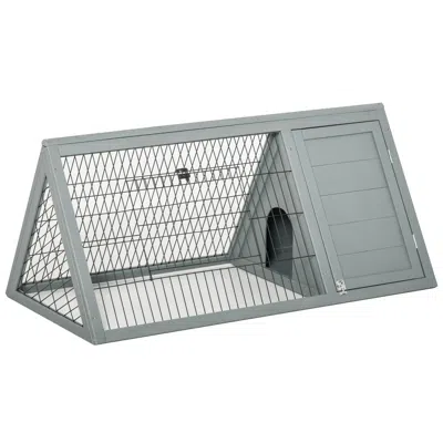 Breebe 46" Wooden Rabbit Hutch With Run For Chickens, Ducks & Small Animals In Gray