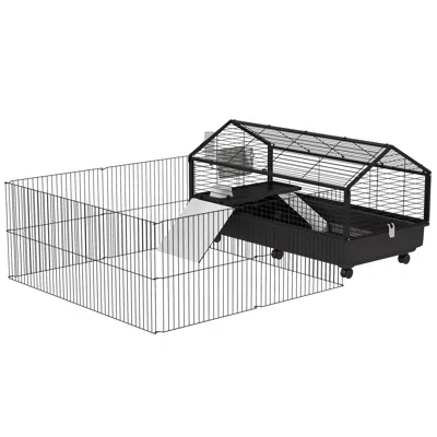 Breebe 46.5" Small Animal Playpen Cage With Wheels And Water Bottle In Animal Print