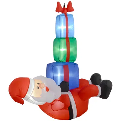 Breebe 4.6ft Inflatable Santa Hanging With Gift Boxes Led Outdoor Decor In Multi