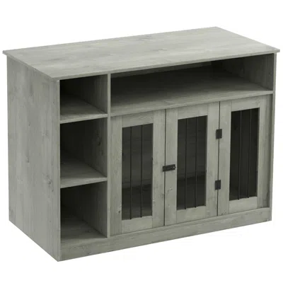 Breebe 47 Inch Dog Crate Furniture With Storage For Large And Medium Dogs In Gray