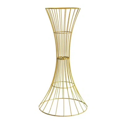 Breebe 48" Tall Gold Metal Wire Hourglass Flower Frame Stand, Open Frame Reversible Trumpet Centerpiece Sta