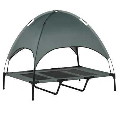 Breebe 48 X 36 Inch Elevated Dog Cot With Uv Protection Canopy Shade In Grey