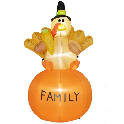 Breebe 4.9 Ft Thanksgiving Turkey Inflatable Led Yard Decoration In Multi