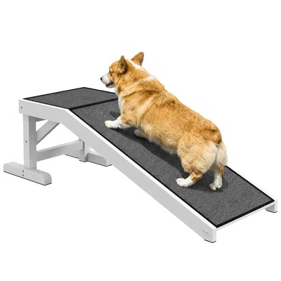 Breebe 49 Inch Pet Ramp For Dogs And Cats With Non-slip Carpet In White