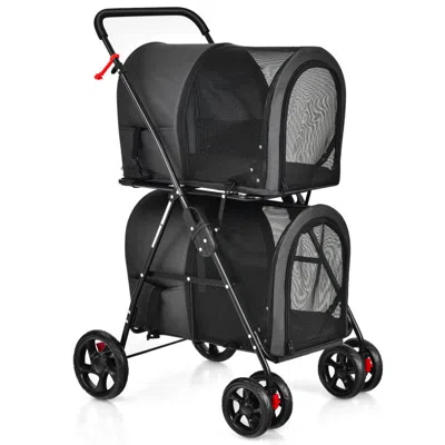 Breebe 4-in-1 Double Pet Stroller With Detachable Carrier And Travel Carriage In Black